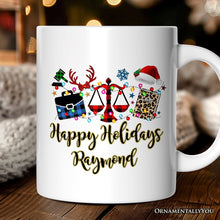 Carregar imagem no visualizador da galeria, Personalized Mug Law and Legal Theme Buffalo Plaid Christmas, Lawyer and Paralegal Clerk Gift