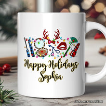 Carregar imagem no visualizador da galeria, Personalized Mug Makeup Artist Buffalo Plaid Christmas, Cosmetologist Beauty and Cosmetics Gift