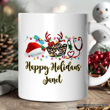 Carregar imagem no visualizador da galeria, Personalized Mug Plaid Nurse Christmas, Gift for Medical Assistants and Hospital Technicians