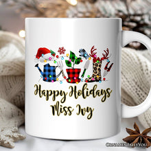Carregar imagem no visualizador da galeria, Personalized Mug Plant Lover Gift Buffalo Plaid Christmas, Botanical Gift
