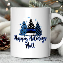 Carregar imagem no visualizador da galeria, Personalized Mug Police Officer Back The Blue Christmas Trees, Retirement Gift