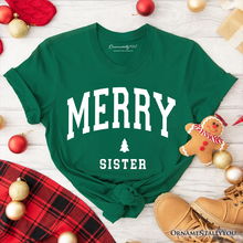 Load image into Gallery viewer, Merry Sister Retro Christmas T-Shirt, Matching Family Holiday Tee
