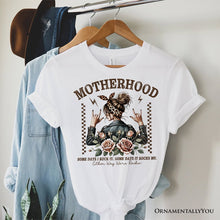 Carregar imagem no visualizador da galeria, Motherhood Mama Rock T-Shirt, Retro White and Natural Tee for Strong and Rocking Mothers