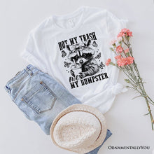 Carregar imagem no visualizador da galeria, Not My Trash Not My Dumpster Cute Raccoon T-Shirt, White and Natural Vintage Coquette Bow Women Tee