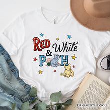 Load image into Gallery viewer, Patriotic 4th of July Red White & Proud T-Shirt, Cute Bear USA Stars Tee