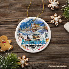 Carregar imagem no visualizador da galeria, Picturesque Leavenworth Town in the Cascade Mountains Ornament, Washington State Souvenir and Christmas Decoration