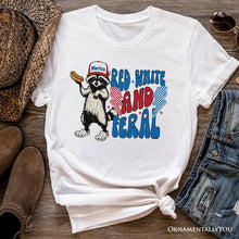 Carregar imagem no visualizador da galeria, Red, White & Feral Raccoon T-Shirt, Wild Patriot American Tee