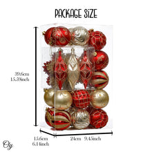 Carregar imagem no visualizador da galeria, Red and Gold Glitter Luxury Shatterproof Christmas Ornament Bauble Set