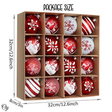Carregar imagem no visualizador da galeria, Red and White Shatterproof 16 Piece Christmas Ball Ornament Bundle, Candycane and Glittery Snowflakes