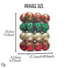 Carregar imagem no visualizador da galeria, Refined Ornament Bauble Set, 24 Piece Red, Gold, and Green Glitter Christmas Bundle
