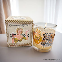 Carregar imagem no visualizador da galeria, Retro Sass Candle You Smell Like Good Wine and Bad Decisions, Lemon Scented Funny Housewife Gift