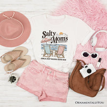 Carregar imagem no visualizador da galeria, Salty Moms Beach Club T-Shirt, Retro Summer Tee for Ocean Loving Mothers