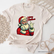 Load image into Gallery viewer, Santa Middle Finger Christmas T-Shirt, Vintage Funny Tee for Naughty Holiday Humor