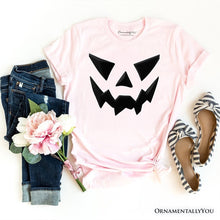Load image into Gallery viewer, Scary Pumpkin Face T‑Shirt, Minimalist Tee with Spooky Flair