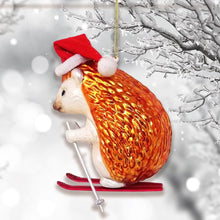 Carregar imagem no visualizador da galeria, Skiing Hedgehog Christmas Glass Ornament
