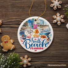 Carregar imagem no visualizador da galeria, South Beach Artistic Culture Christmas Ornament, Florida Souvenir and Gift