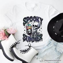 Load image into Gallery viewer, Spooky Summer Skeleton T-Shirt, Snarky Halloween Tee for Coffee and Horror Fanatics