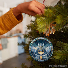 Load image into Gallery viewer, Stunning Castle Stained Glass Style Ceramic Ornament, Christmas Gift and Decor