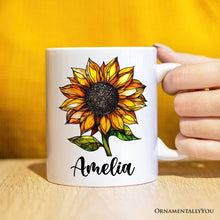 Carregar imagem no visualizador da galeria, Sunflower Stained Glass Personalized Mug, Sunshine in Life Custom Name Gift