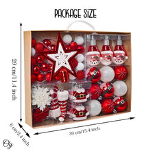 Load image into Gallery viewer, Super Santa Christmas Ornament Mega Bundle Set, Red and White Baubles, Snowman, Suit, Belt, and Snowflakes