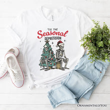 Load image into Gallery viewer, Tis the Seasonal Depression T-Shirt, Dark Humor Christmas Tee for Festive Mood Swingers