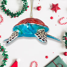 Load image into Gallery viewer, Sea Turtle Glass Christmas Ornament