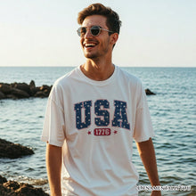 Load image into Gallery viewer, USA 1776 Stars T-Shirt, Bold Patriotic Tee for Independence Day