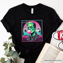 Load image into Gallery viewer, Vaperwave Frankenstein Retro Neon Horror T-Shirt, Synthwave 80's Styled Classic Halloween Tee