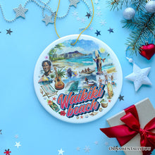 Carregar imagem no visualizador da galeria, Waikiki Beach Hawaiian Paradise Ornament, Pacific Island Cultural Christmas Gift and Souvenir