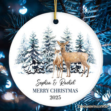 Carregar imagem no visualizador da galeria, Watercolor Family Deer Christmas Personalized Ornament