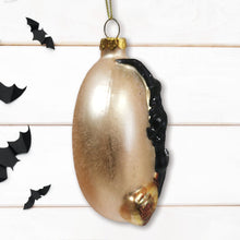 Load image into Gallery viewer, Wicked Witch and Crescent Moon Glass Christmas Ornament, Spooky Halloween Gift