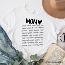 Load image into Gallery viewer, Words That Define Mom T-Shirt, Sweet Loving Mother’s White Tee for Strong and Beautiful Mothers