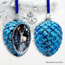 Load image into Gallery viewer, Arctic Animal Illustration Pinecone Glass Christmas Ornament Set
