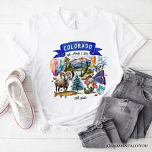 Load image into Gallery viewer, Artistic Colorado State Themes and Landmarks T-Shirt, Tee for History and Travel Lovers