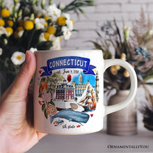 Load image into Gallery viewer, Artistic Connecticut State Themes and Landmarks Personalized Mug With Custom Name