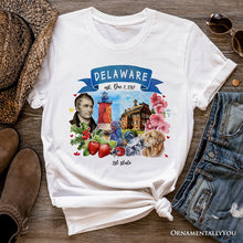 Load image into Gallery viewer, Artistic Delaware State Themes and Landmarks T-Shirt, Tee for History and Travel Lovers