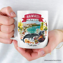 Load image into Gallery viewer, Artistic Hawaii State Themes and Landmarks Personalized Mug With Custom Name