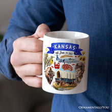 Load image into Gallery viewer, Artistic Kansas State Themes and Landmarks Personalized Mug With Custom Name