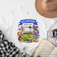 Load image into Gallery viewer, Artistic New Hampshire State Themes and Landmarks T-Shirt, Tee for History and Travel Lovers