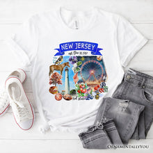 Load image into Gallery viewer, Artistic New Jersey State Themes and Landmarks T-Shirt, Tee for History and Travel Lovers