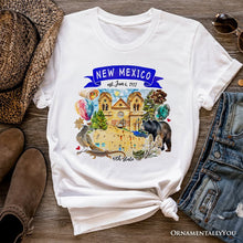 Load image into Gallery viewer, Artistic New Mexico State Themes and Landmarks T-Shirt, Tee for History and Travel Lovers