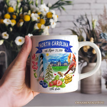 Carregar imagem no visualizador da galeria, Artistic North Carolina State Themes and Landmarks Personalized Mug With Custom Name