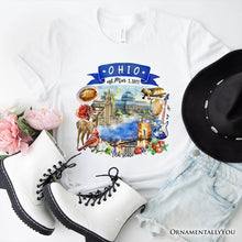 Load image into Gallery viewer, Artistic Ohio State Themes and Landmarks T-Shirt, Tee for History and Travel Lovers