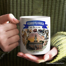Carregar imagem no visualizador da galeria, Artistic Pennsylvania State Themes and Landmarks Personalized Mug With Custom Name