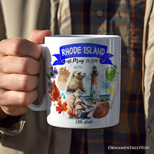 Load image into Gallery viewer, Artistic Rhode Island State Themes and Landmarks Personalized Mug With Custom Name