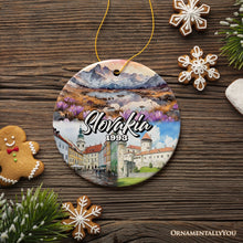 Load image into Gallery viewer, Artistic Slovakia Landmarks Ornament, Slavic Heritage and Culture Christmas Gift and Bratislava Travel Souvenir