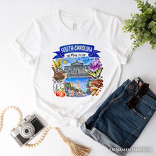 Carregar imagem no visualizador da galeria, Artistic South Carolina State Themes and Landmarks T-Shirt, Tee for History and Travel Lovers