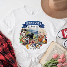 Load image into Gallery viewer, Artistic Tennessee State Themes and Landmarks T-Shirt, Tee for History and Travel Lovers