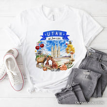 Carregar imagem no visualizador da galeria, Artistic Utah State Themes and Landmarks T-Shirt, Tee for History and Travel Lovers