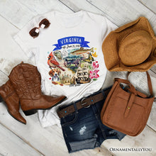 Cargar imagen en el visor de la galería, Artistic Virginia State Themes and Landmarks T-Shirt, Tee for History and Travel Lovers